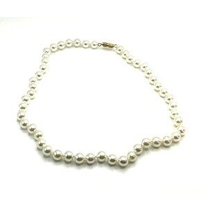 Vintage Faux Pearl Necklace With Gold-Tone Clasp